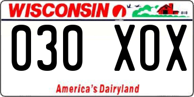 WI license plate 030XOX