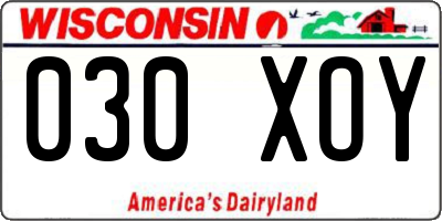 WI license plate 030XOY