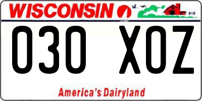 WI license plate 030XOZ