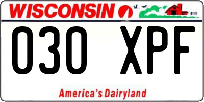 WI license plate 030XPF
