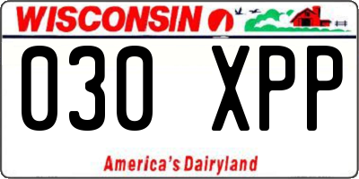 WI license plate 030XPP