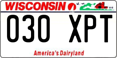 WI license plate 030XPT