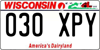 WI license plate 030XPY