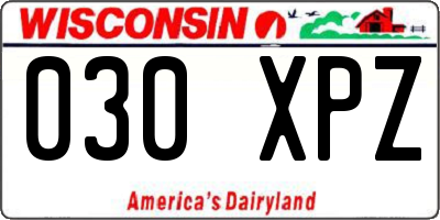 WI license plate 030XPZ