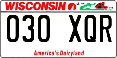 WI license plate 030XQR