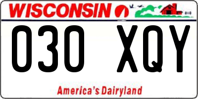 WI license plate 030XQY
