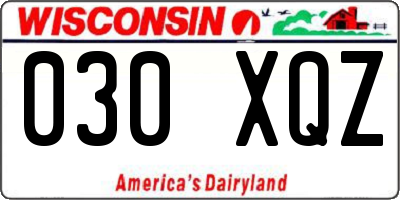 WI license plate 030XQZ
