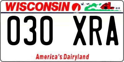 WI license plate 030XRA