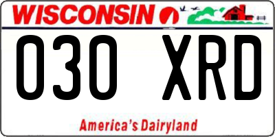 WI license plate 030XRD