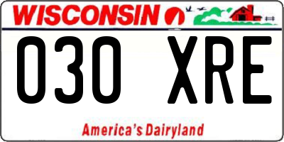 WI license plate 030XRE
