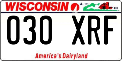 WI license plate 030XRF