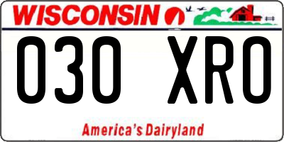 WI license plate 030XRO