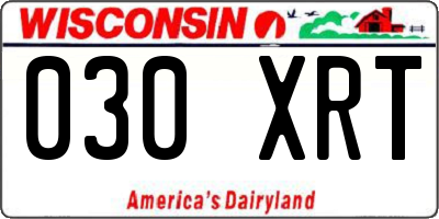 WI license plate 030XRT
