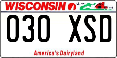 WI license plate 030XSD