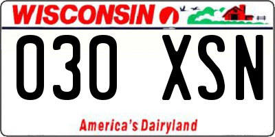 WI license plate 030XSN