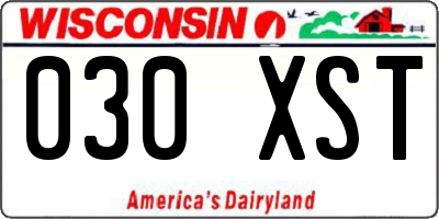 WI license plate 030XST
