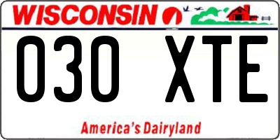 WI license plate 030XTE