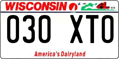 WI license plate 030XTO