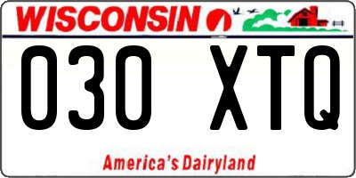 WI license plate 030XTQ