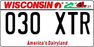 WI license plate 030XTR