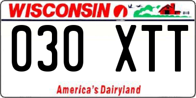 WI license plate 030XTT