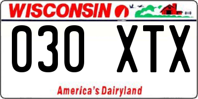 WI license plate 030XTX