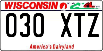 WI license plate 030XTZ