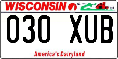 WI license plate 030XUB