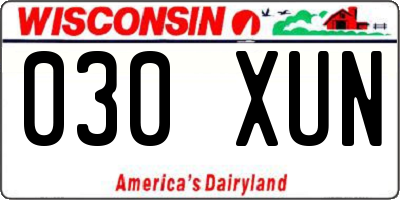 WI license plate 030XUN