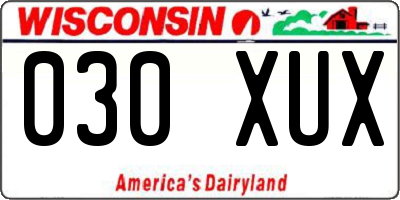 WI license plate 030XUX