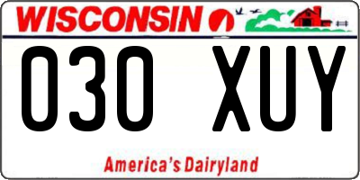 WI license plate 030XUY