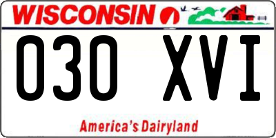 WI license plate 030XVI