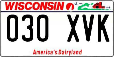WI license plate 030XVK