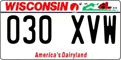 WI license plate 030XVW