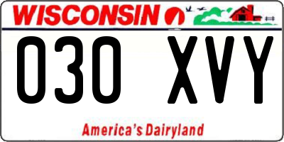WI license plate 030XVY