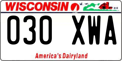 WI license plate 030XWA
