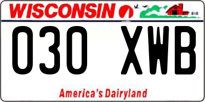WI license plate 030XWB