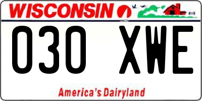 WI license plate 030XWE