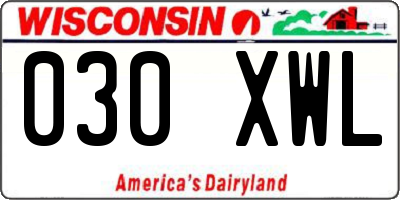 WI license plate 030XWL