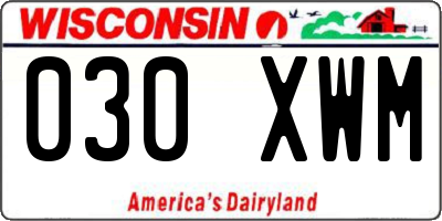 WI license plate 030XWM