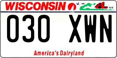 WI license plate 030XWN