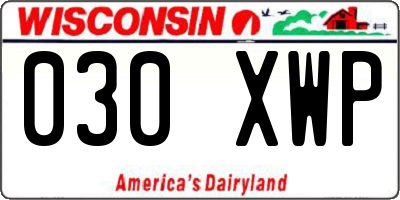 WI license plate 030XWP