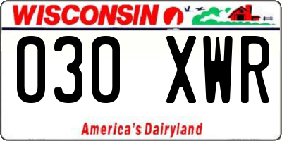 WI license plate 030XWR