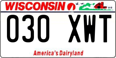 WI license plate 030XWT