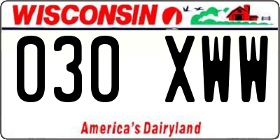 WI license plate 030XWW