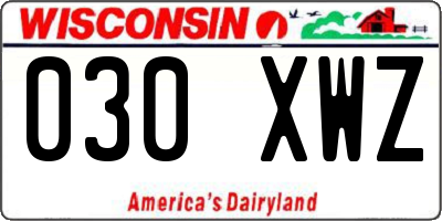 WI license plate 030XWZ