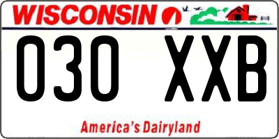 WI license plate 030XXB