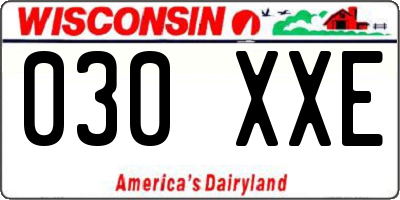 WI license plate 030XXE