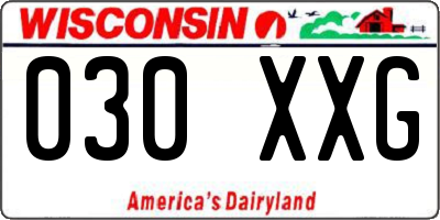 WI license plate 030XXG