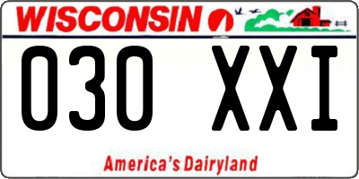 WI license plate 030XXI